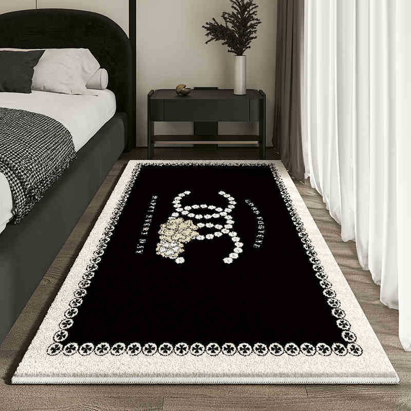 VIKAMA French Light Luxury Premium Feeling Faux Cashmere Carpet Dirty Bedroom Bedside Anti-slip Pad Home Decoration