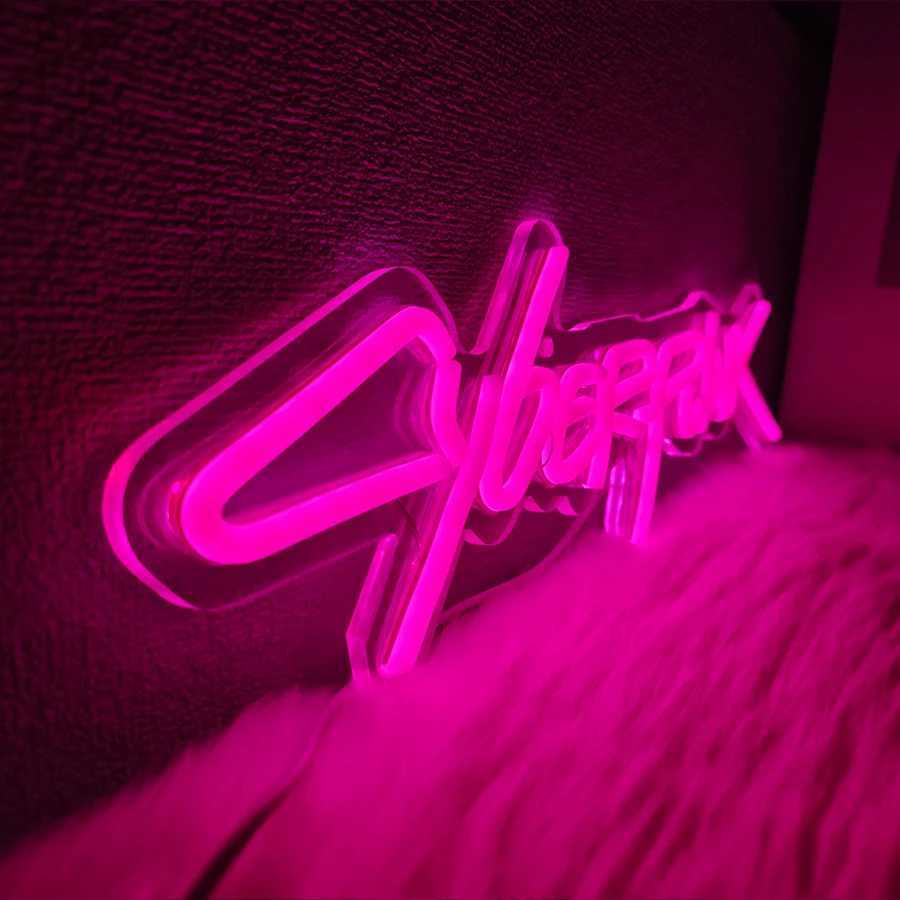 Cyberpunk Neon Sign Pink Letter Sign Used For Wall Decor Unique Gift For Computer Enthusiasts E-Sports Room Man Cave Decor. XJ250626