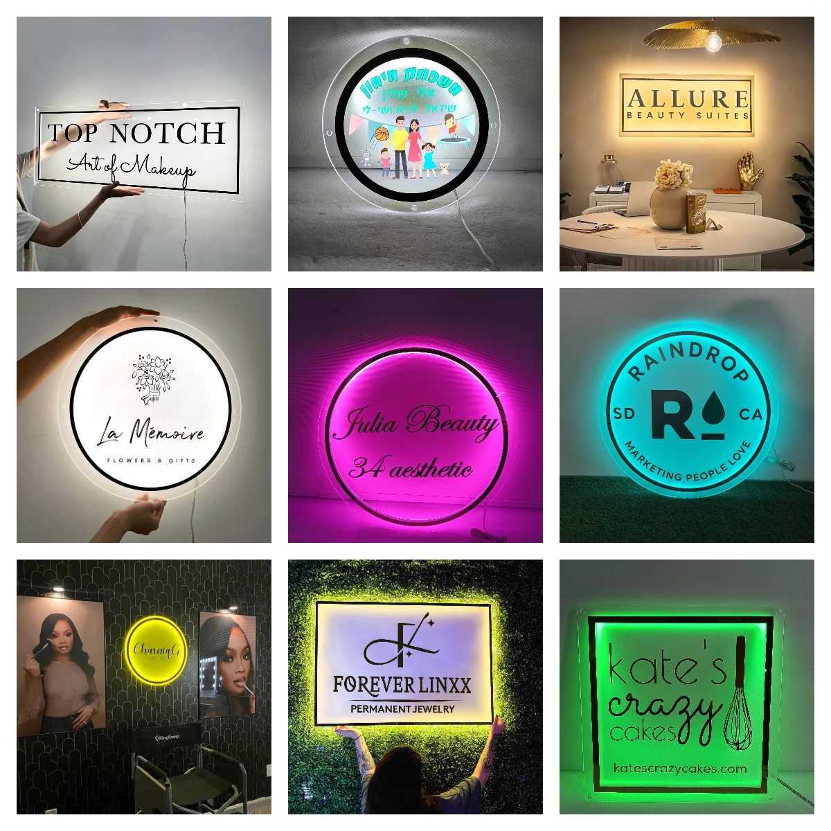 Custom LED Acrylic Sign 3D Metal Beauty Nails Salon Backlit Company Hair Studio Sign Bar LED Neon Light Acrylic SignsXJ250626