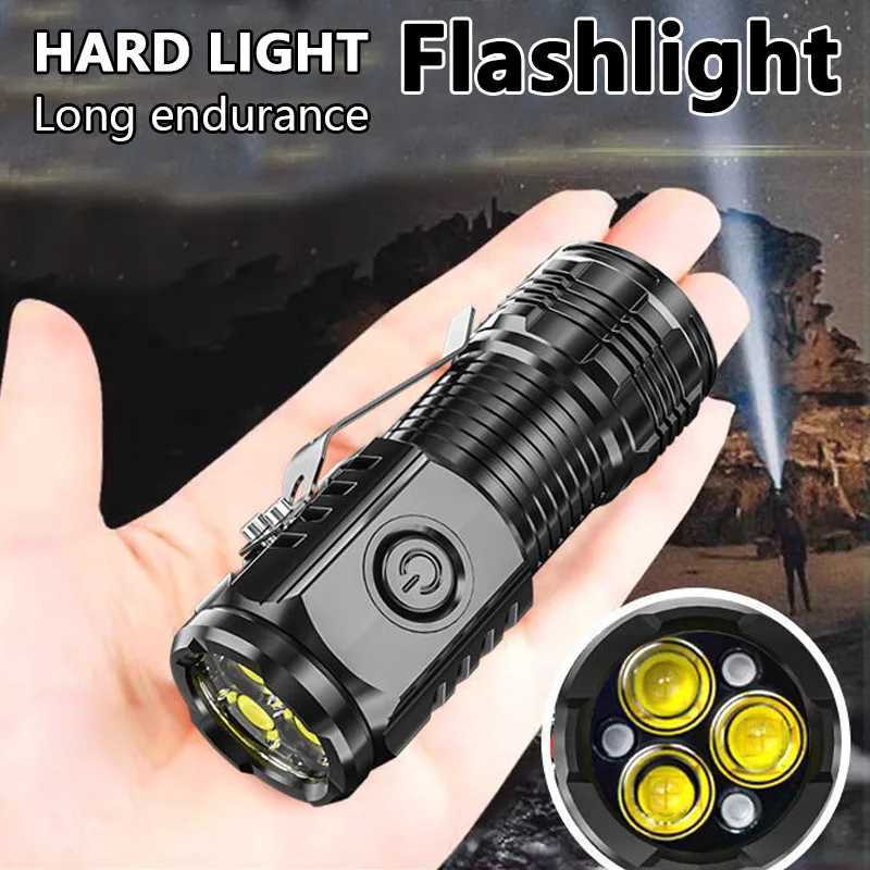 New Ultra Powerful Flashlight 3 Core LED Mini Tactical Flashlight USB Rechargeable High Power Torch With Magnet Hand Lamp W250701