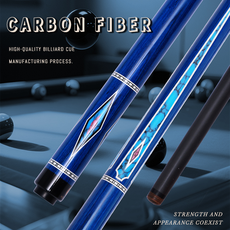 OKHEALING 1/2 Split Play Cue 12.4mm Tip Diameter Pool Cue Carbon Fiber Billiard Cue Radial Pin Pool Cue Stick, Weight Adjustable Design 19-20Oz