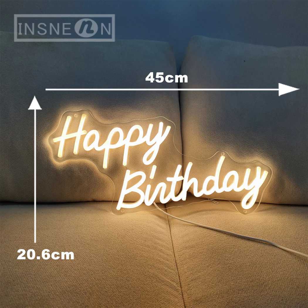 Happy Birthday Neon Sign LED Birthday Party Wall Decor Room Decor LED Light Signs Neon Lights Home Decoration Lamp USB-powered XJ250626