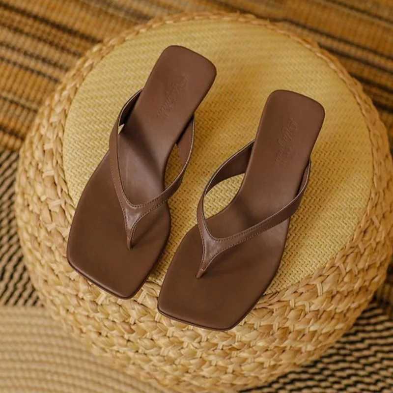 Women Five Clip High-heeled Slippers Casual Footwear Slides Ladies Square Toe Fion 2025 Summer Flip Flops Y250627