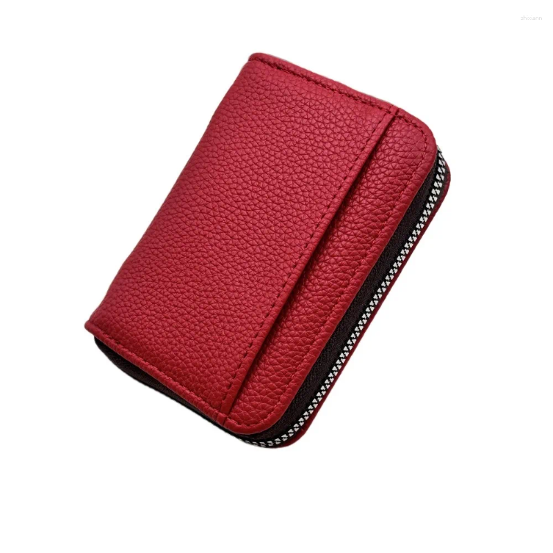 Card Holders Practical PU Leather Women's Wallet Multi-Cards Slot Solid Color S Holder Anti-theft Portable Zipper Coin Purse Men