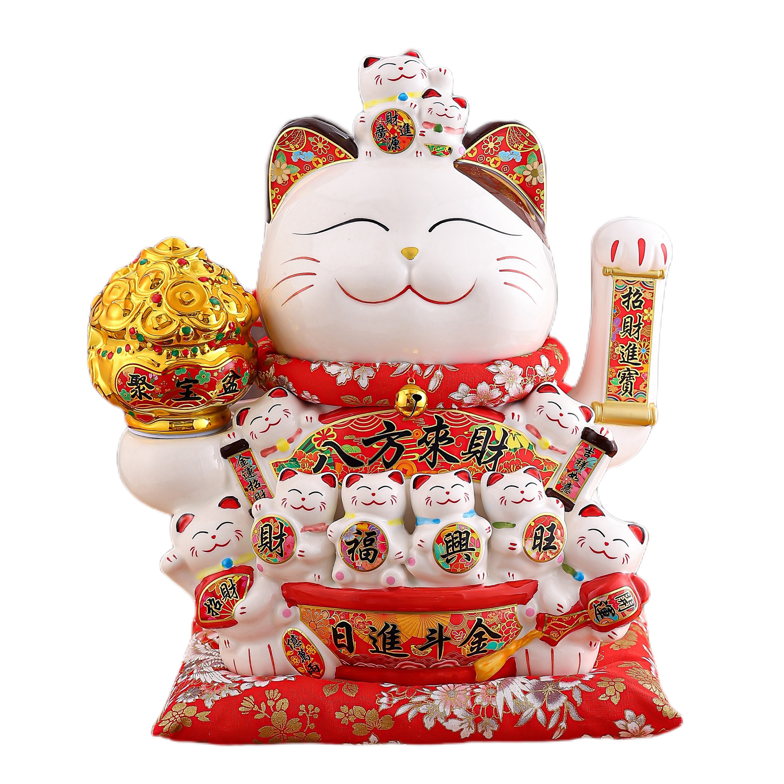 Waving Fortune Cat Decoration Ideal Gift for Business Openings & Home Accents Traditional Tea House Welcome Mascot: Motion-Controlled Wealth Bringing 