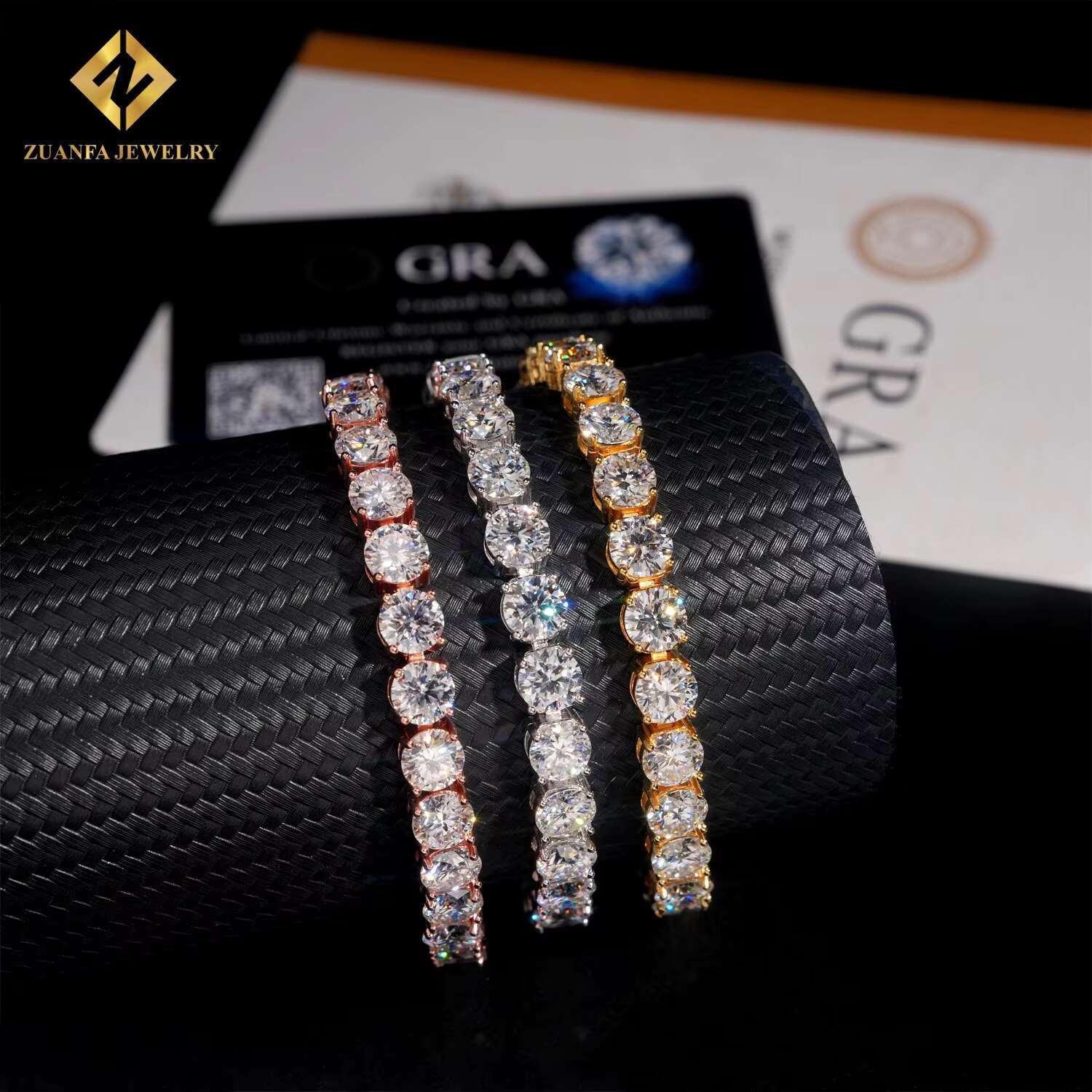 Fast Shipping 6.5mm Moissanite Diamond Tennis Necklace Solid 925 Silver Iced Out Moissanite Hip Hop Jewelry Unisex