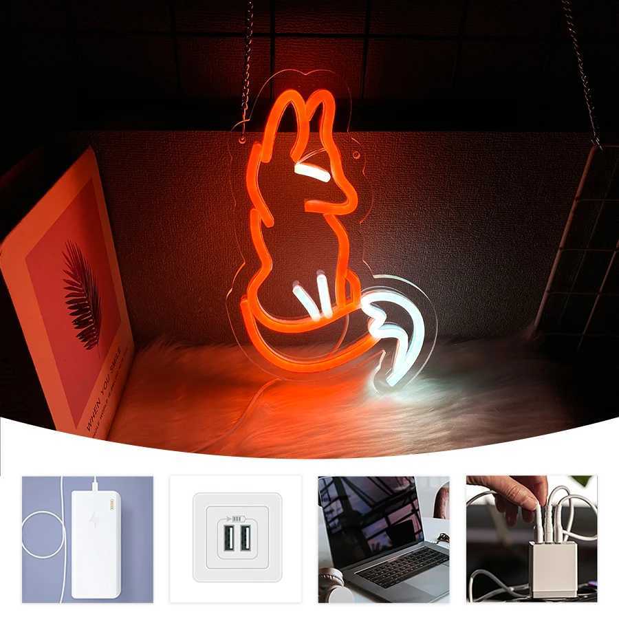 Fox Neon Sign Aesthetic Animal LED Sign Used for Home Living Room Study Game Room Art Decor USB Power Supply with Switch. XJ250626