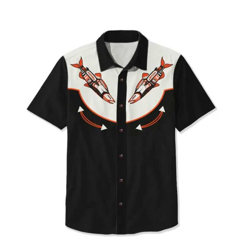 Mens Western Cowboy Style Short Sleeve Shirt Comfortable And Breathable Summer Art Button Top High Quality Y2k Fashion W250627