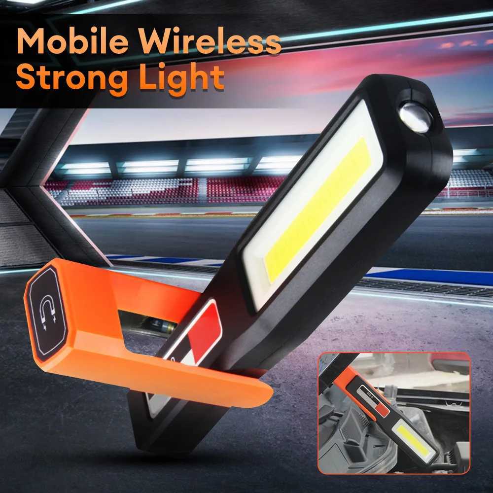 Powerful COB Work LED Light Car Garage Mechanic Lamp USB Rechargeable Flashlight Magnetic Torch Emergency Light Warning Light W250701