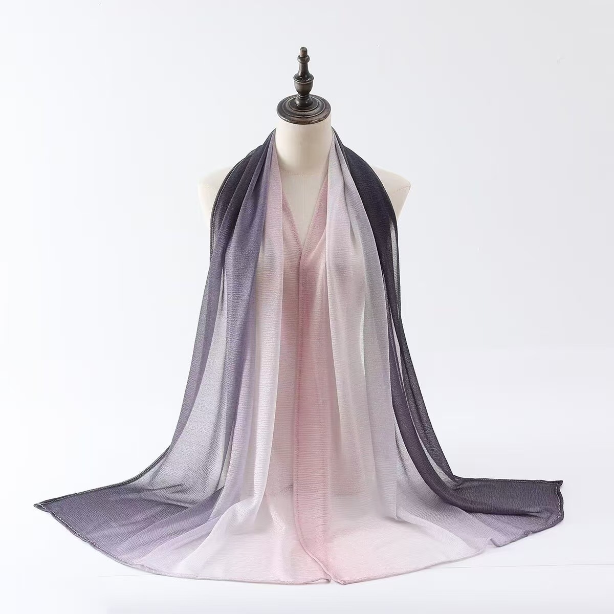 T1078 new silk scarf fine chiffon gradient color scarf thin sunscreen shawl Middle Eastern headscarf