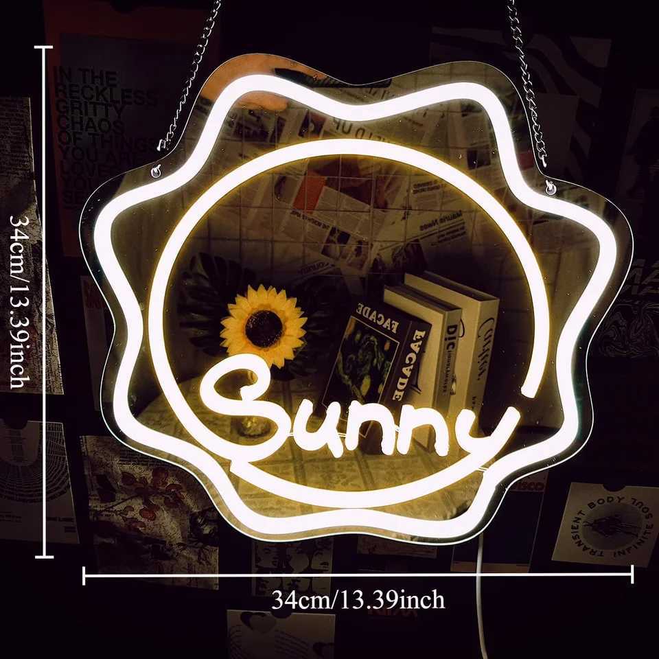 Star Mirror Neon Sign for Wall Decor USB LED Mirror Neon Light Sign Home Bedroom Game Girls Party Kids Room Decor Night Light XJ250626