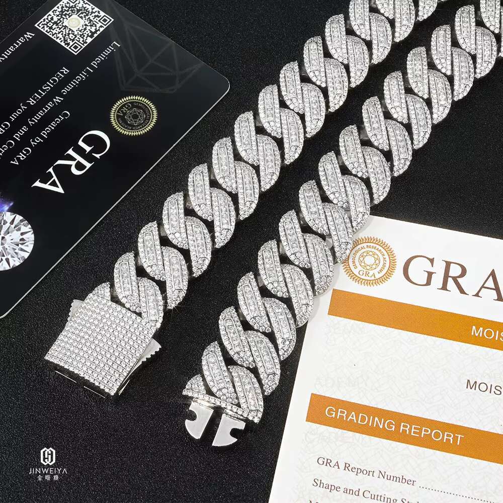 18mm Hip Hop Jewelry 925 Silver Necklace Iced Out CZ Diamond Moissanite Cuban Link Chain Necklaces for Men