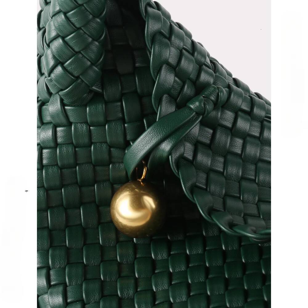 ZR DIARY Fashion Woven Women PU Leather Single Shoulder Retro Golden Bead Decor Hand Carry Women's Bag Bz2469