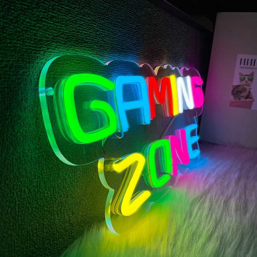 Gaming Zone Neon Sign for Wall Decor LED Neon Light for Game Room Bedroom Gifts for Gamer Gamer Birthday Party Decorations XJ250626