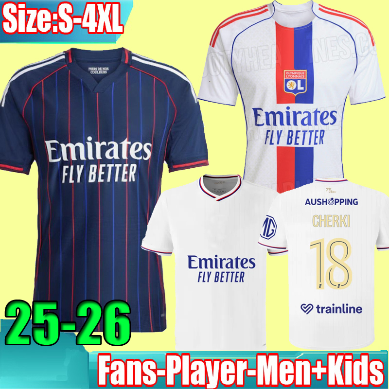 25 26 Maillot de foot DEMBELE Away Soccer JerseyS Special Lyon 2025 75-Year Anniversary Kit Lyonnais CAQUERET OL AOUAR TRAORE football shirt men kids kit