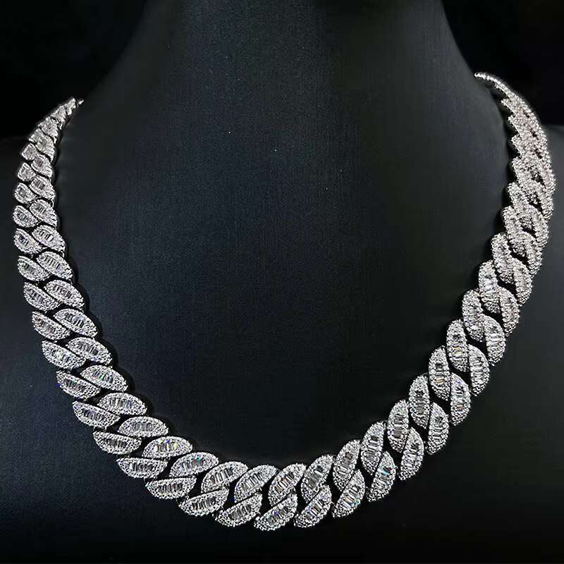 TOP HOT Hight Quality Great Service Custom Jewelry Moissanite Cuban Link Chain 925 Sterling Silver Hip Hop Rapper Favor