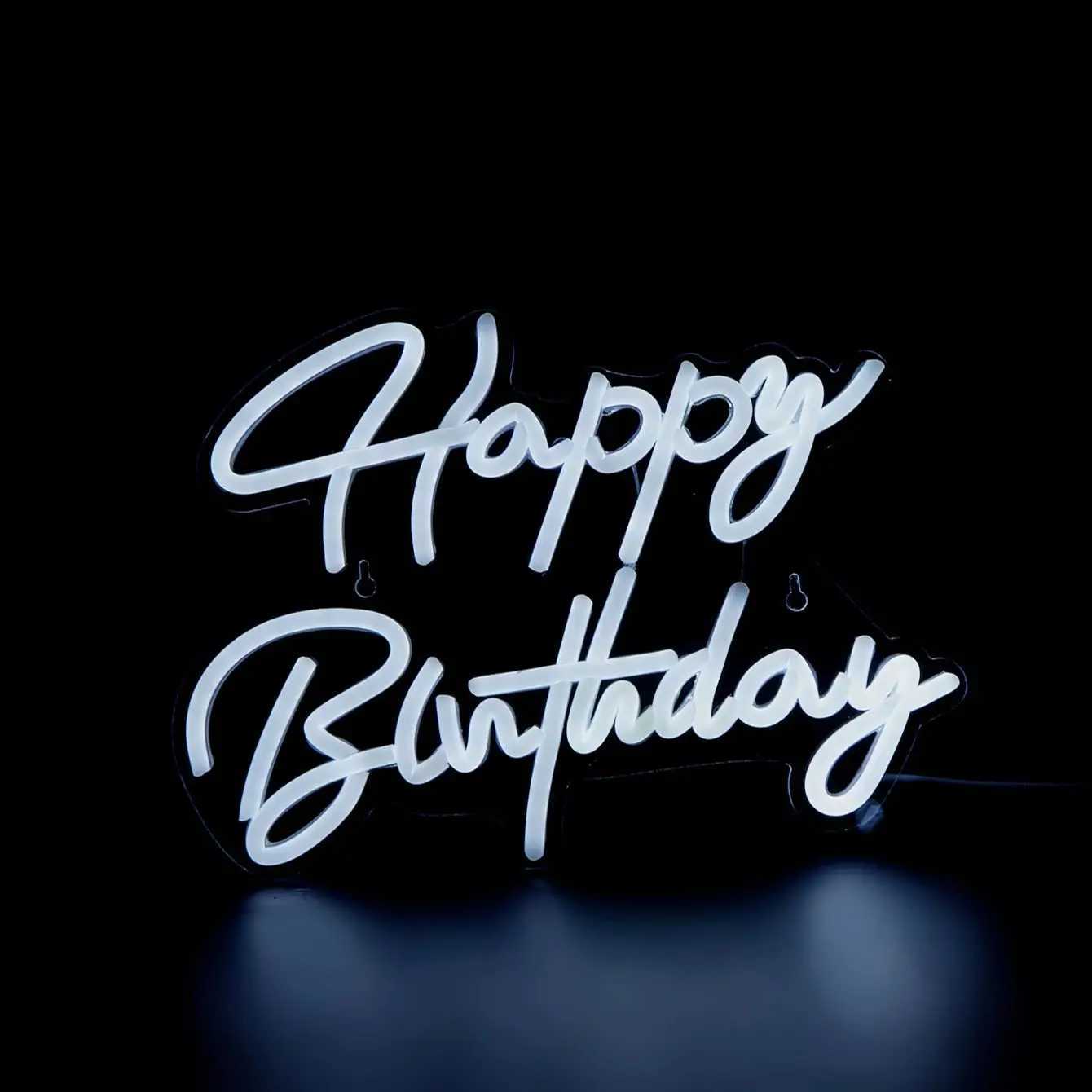 Chi-buy LED Neon Italic happy birthday USB Powered Neon Signs Decor Lamp Signs Birthday Gift Wall Art For Bedroom Room Bar ShopXJ250626