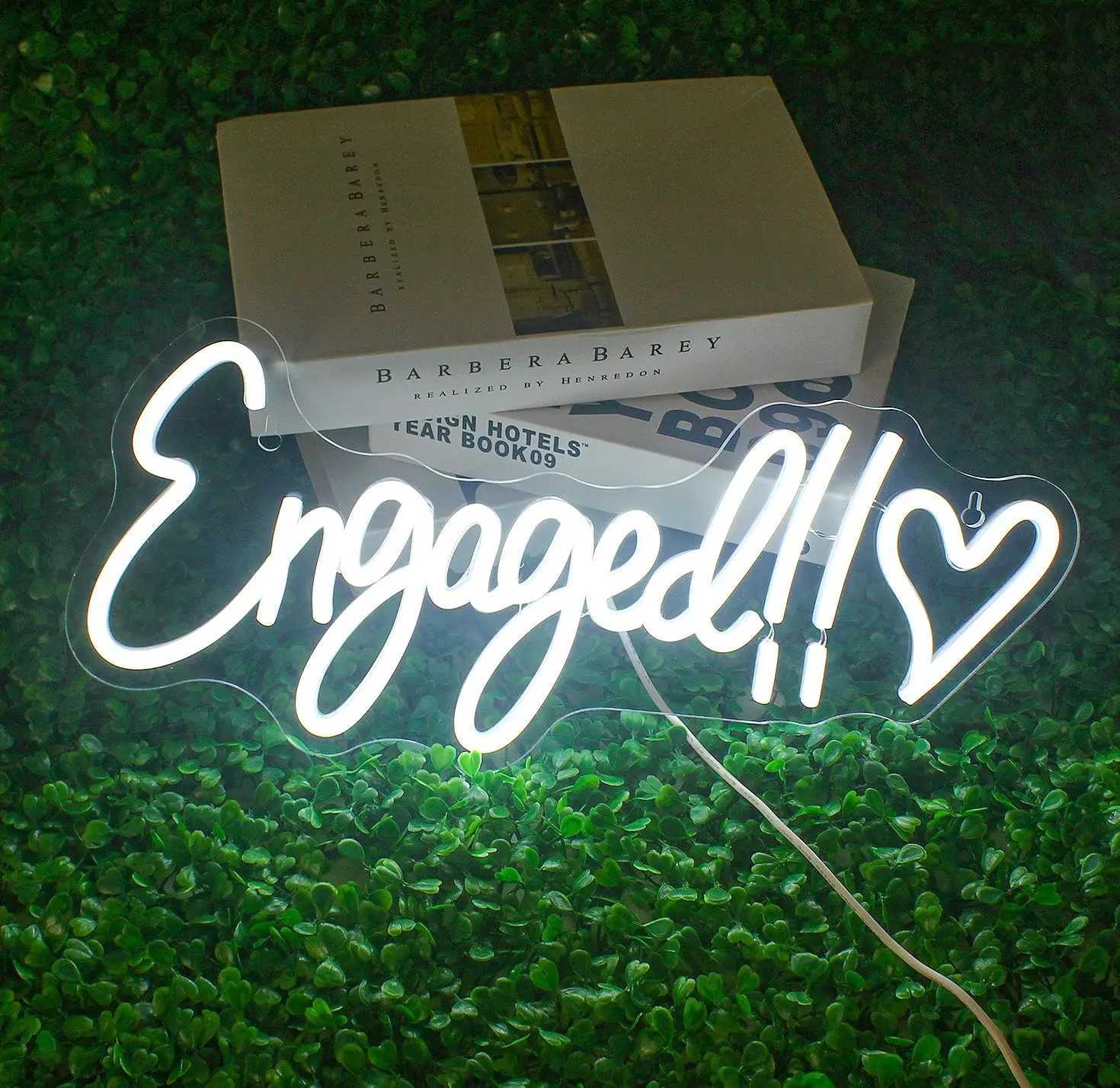 Engaged Letter Neon Sign LED Light USB Powered Wedding Site Decoration Wall Decor Bedroom Anniversary Engagement Proposal DecorXJ250626