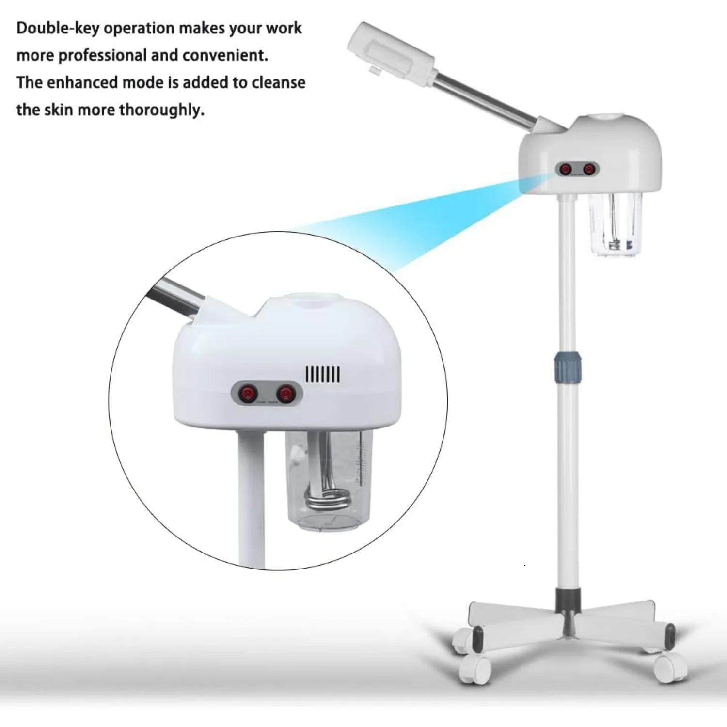 Professional Facial Steamer for Beauty Salon Home Steam Machine with 360 Degree Rotating Nozzle for Cleansing Skin Unclogs Pores 250624