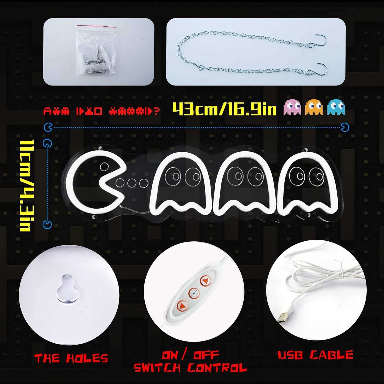 1 piece of retro ghost arcade game LED neon sign suitable for game rooms mens nest parties birthday gifts bars clubs XJ250626