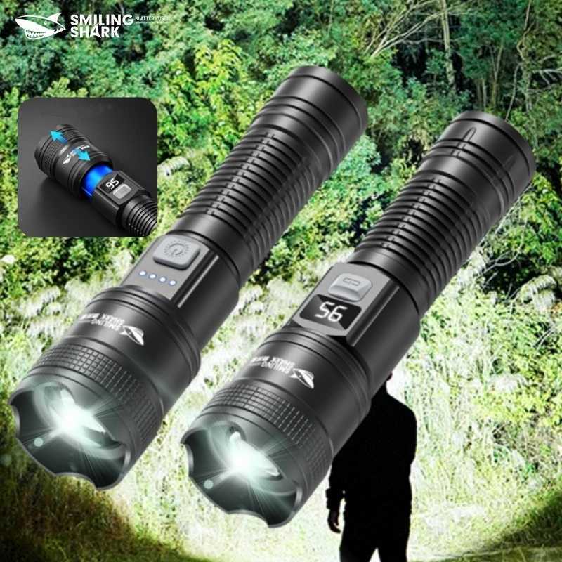 Smiling Shark SD5242 Rechargeable Flashlight P50 LED Handheld Torch Zoomable 1200mAh Tactical Lantern for Outdoor Camping W250701