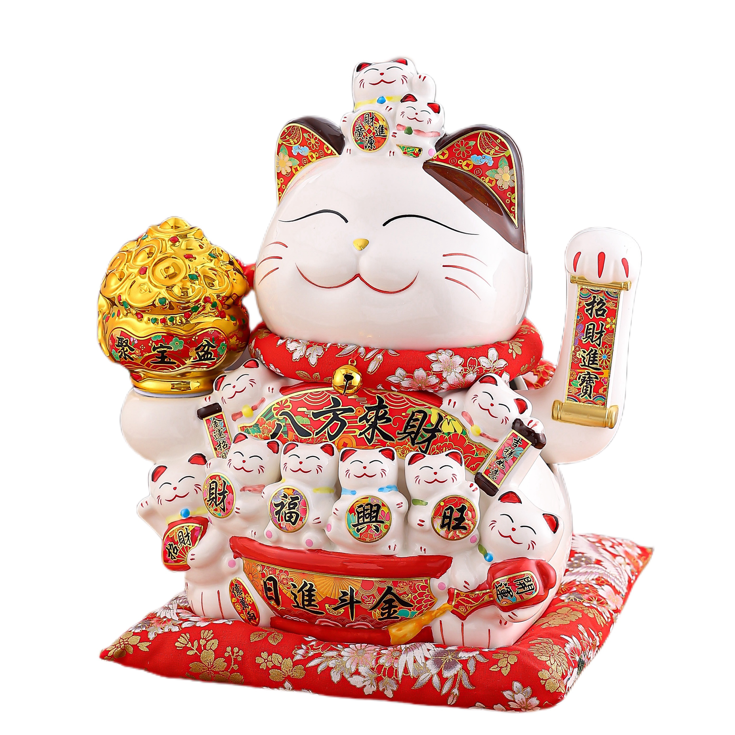 Waving Fortune Cat Decoration Ideal Gift for Business Openings & Home Accents Traditional Tea House Welcome Mascot: Motion-Controlled Wealth Bringing 