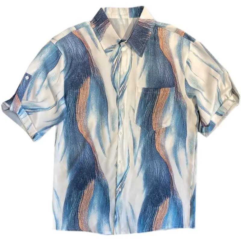 Colorful Half Sleeve Mens Shirt Male Shirts with Pocket High Quality Luxury Slim Fit Fashion Man 2025 Tops Silk Summer Sale W250627