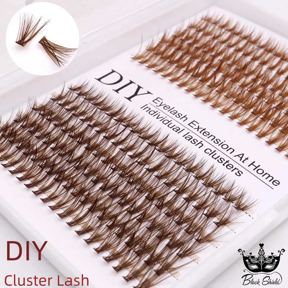 30D Mix Brown Lash Cluster Kit Mixed Length Fluffy Individual Lash Extension Kit DIY 240Pcs Eyelash Extension Kit Natural Brown W250627