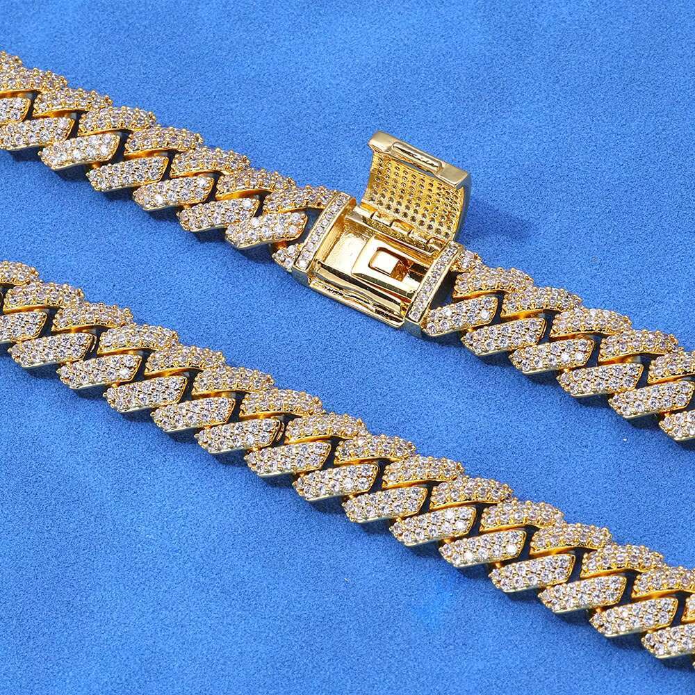 Hot Selling 925 Sterling Silver Cuban Link Chain 10MM Two Row VVS Moissanite Iced Out Diamond Necklace Hip Hop Jewelry for Women