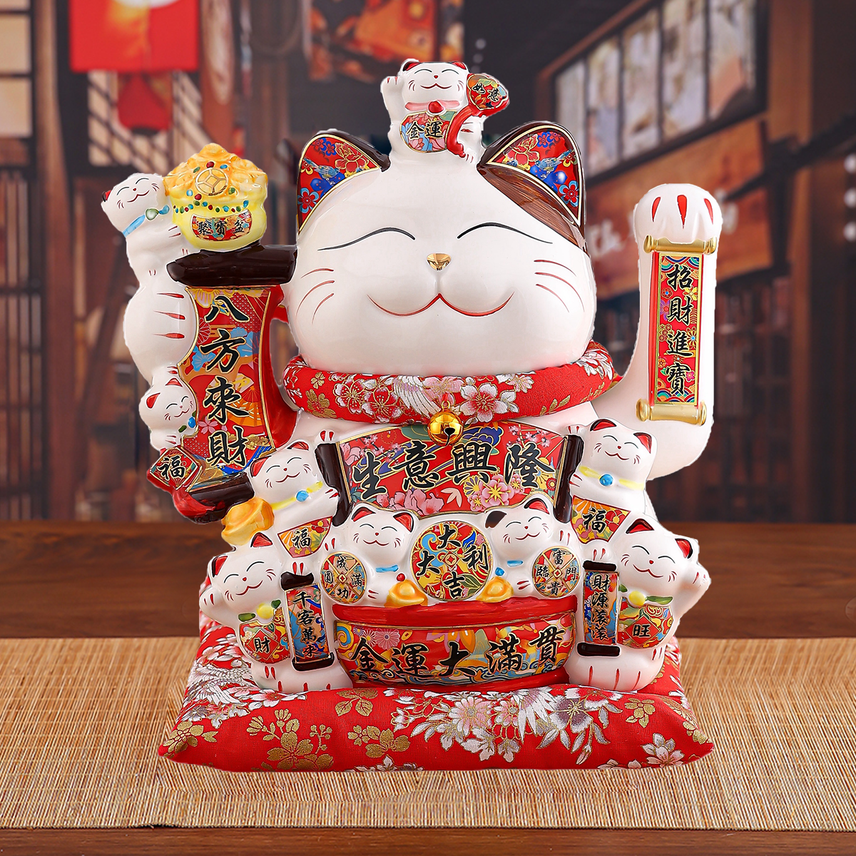 Handcrafted Ceramic Maneki-Neko Figure Perfect Opening Present & Front Desk Decoration Creative Ceramic Lucky Cat Ornament for Home Decor - Ideal Stor