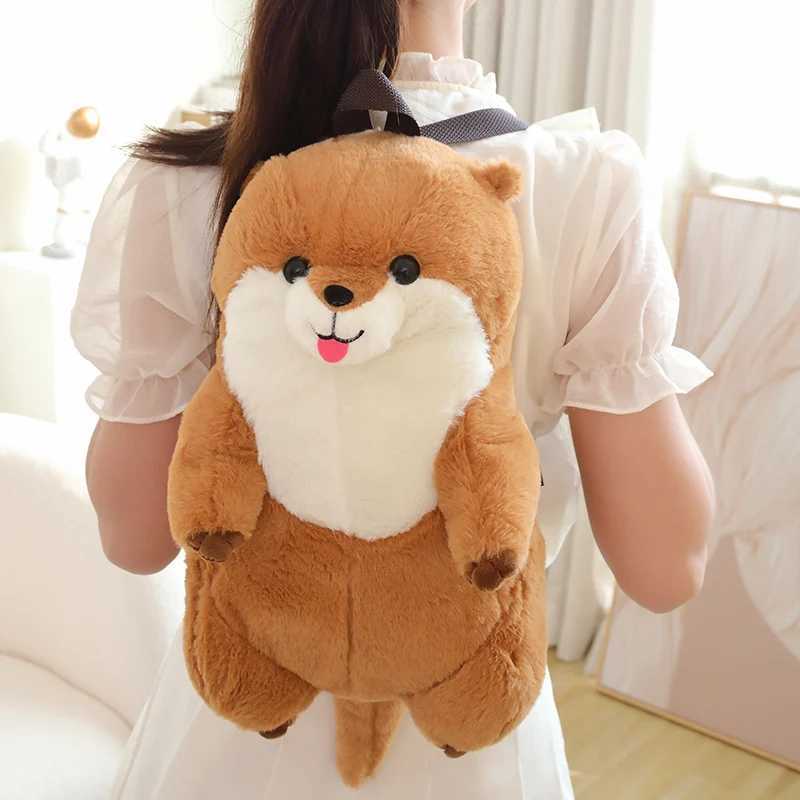 50cm Sea Otter Plush Backpack Cartoon Cute Plush Toy Soft Stuffed Animal Shoulder Bag for Kids Girls Birthday Gifts Y250626