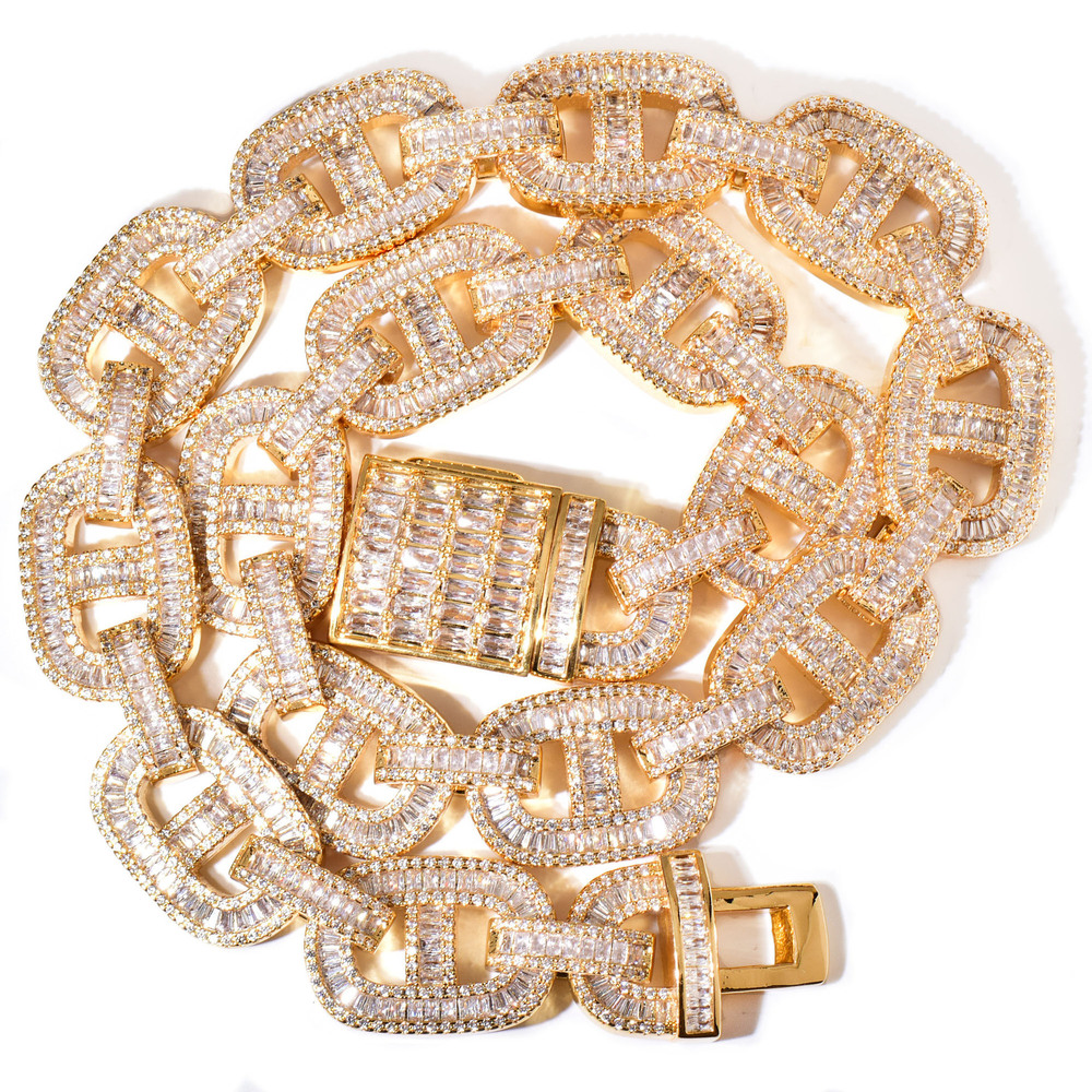 Luxury VVS Moissanite Iced Out Hip Hop Pig Nose Cuban Link Chain Men's Bling Rap Statement Necklace Passes the Diamond Tester