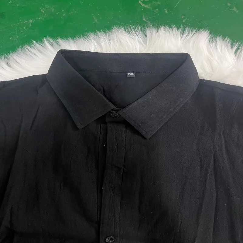 Mens Solid Color Cotton Linen Blend Breathable Sweat Absorbing Easy to Maintain Long Sleeve Shirt Business Casual Slim Fit W250627