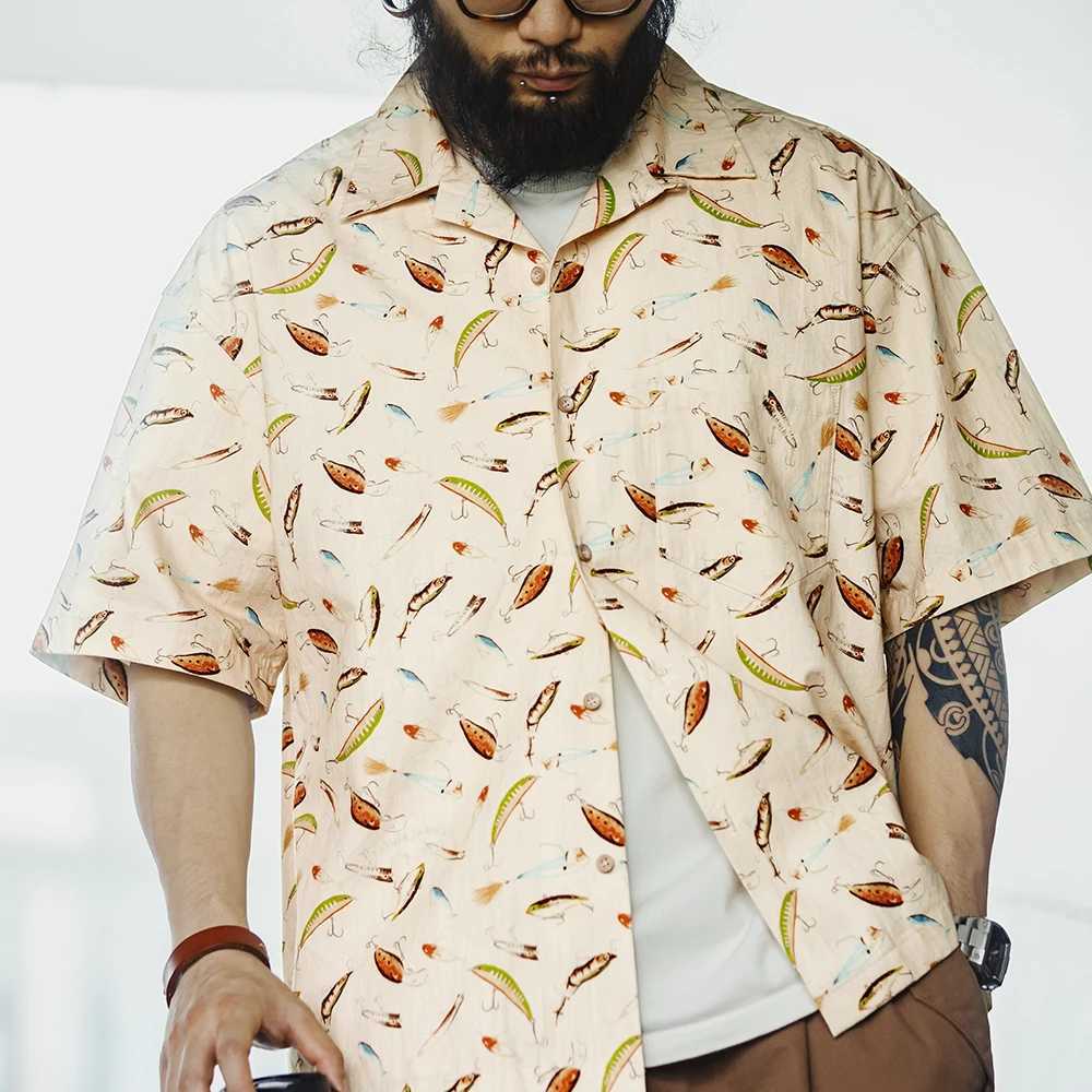 Maden Painted Short-sleeved Shirts Cotton Hawaiian Printed Half-sleeved Shirt for Men and Women Unisex Summer Loose Casual Tops W250627