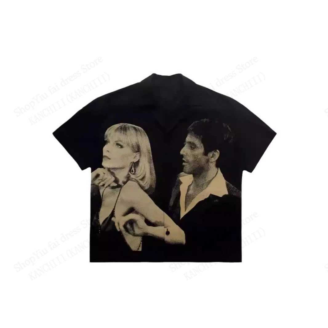 Mens Shirts Movie Scarface Print Hawaiian Beach Shirt For Men 3D Print Hawaiian Shirt Women Fashion Button Short Sleeve Blouse W250627