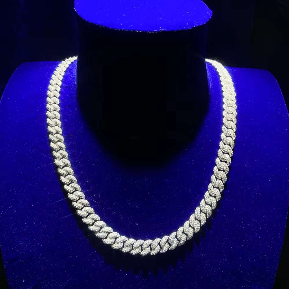15MM Factory Wholesale Men Iced Out 925 Sterling Silver High Quality Moissanite Miami Cuban Link Chain