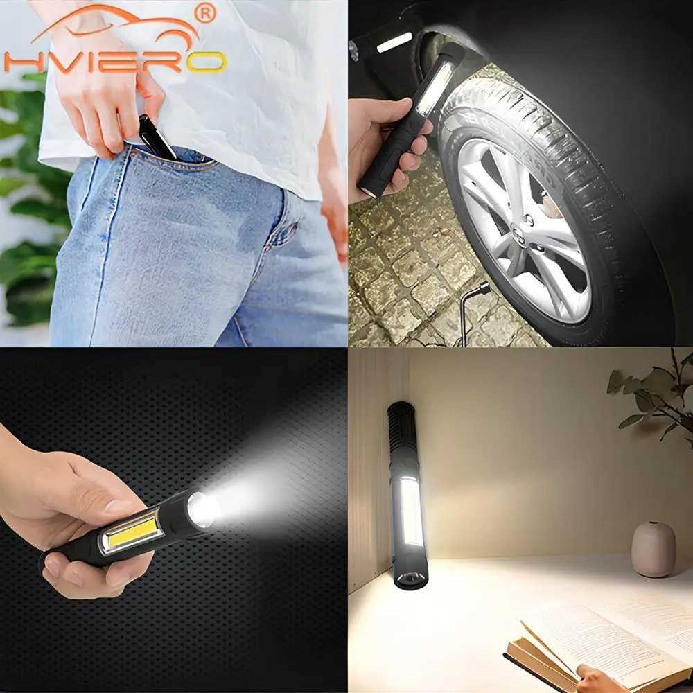 1X Multi-Function COB LED Portable Mini Pen Work Light Inspection Torches Magnetic Base Waterproof Used For Camping Cycling Bar W250701