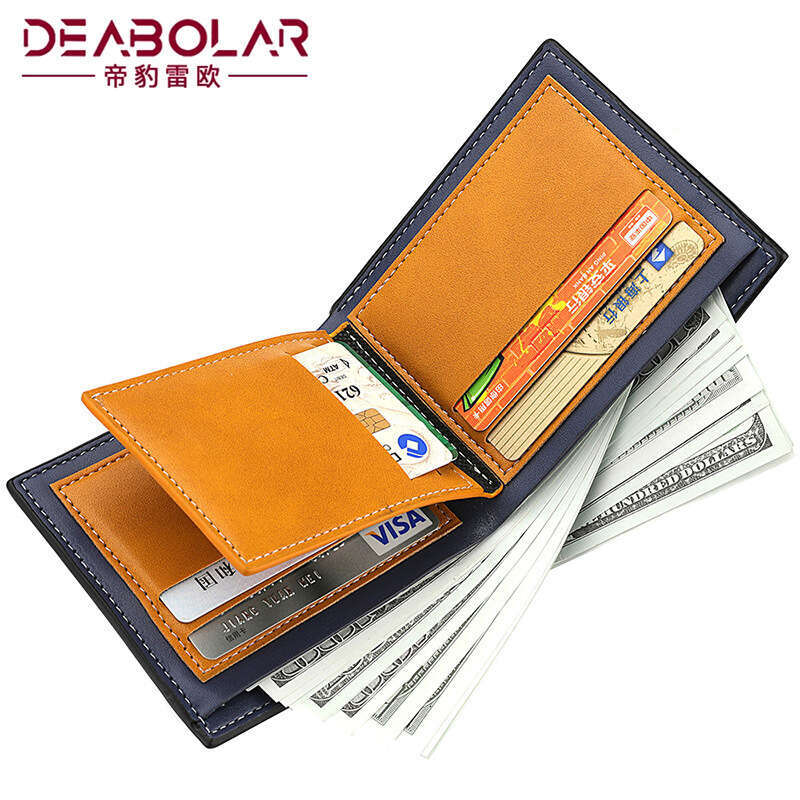 Deer Head Embossed Student Fashion Short Credit Card PU Soft Leather Binder Wallet for Men wallet designer mens wallet