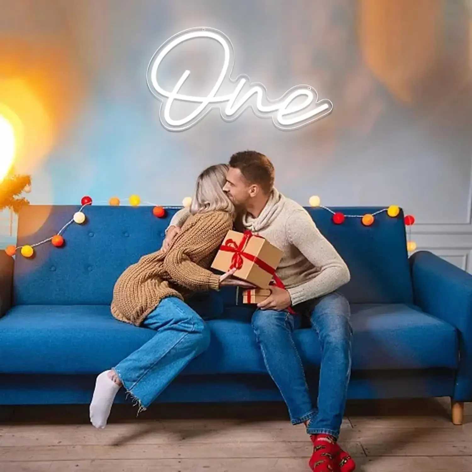 40.1*23cm One Neon Sign 1st Birthday LED Neon Light Sign for Birthday Party Wedding Gift Bedroom Night Light XJ250626