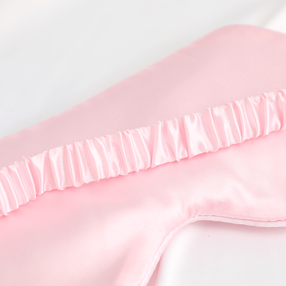 New silk-like striped pattern eye mask for light-blocking sleep - with logo printed on it. Essential for outdoor travel. In stock.