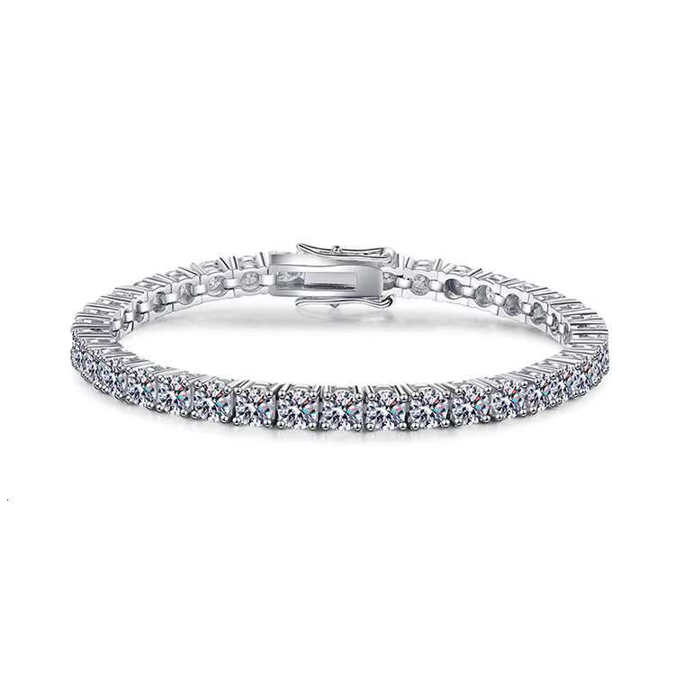 SGARIT Jewelry 925 Silver Moissanite Tennis Bracelet 3mm 4mm Sterling Silver Women VVS Moissanite Diamond Link Chain Bracelet