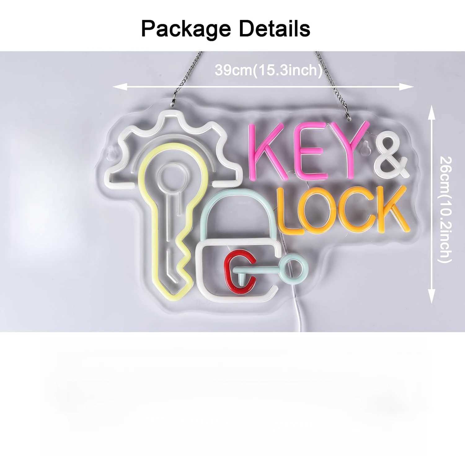 Key Lock Neon Sign Hanging Neon Light Wall Art Decor for Business Locksmith Shop Security Store Car Dealership Rental Home XJ250626