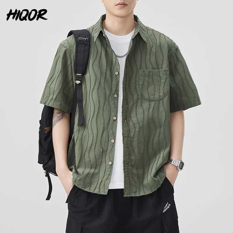 Summer Plus Size Mens Simple Solid Shirt Button Up Vacation Shirts Short Sleeve Shirts Casual Shirts for Men Vintage Cardigan W250627