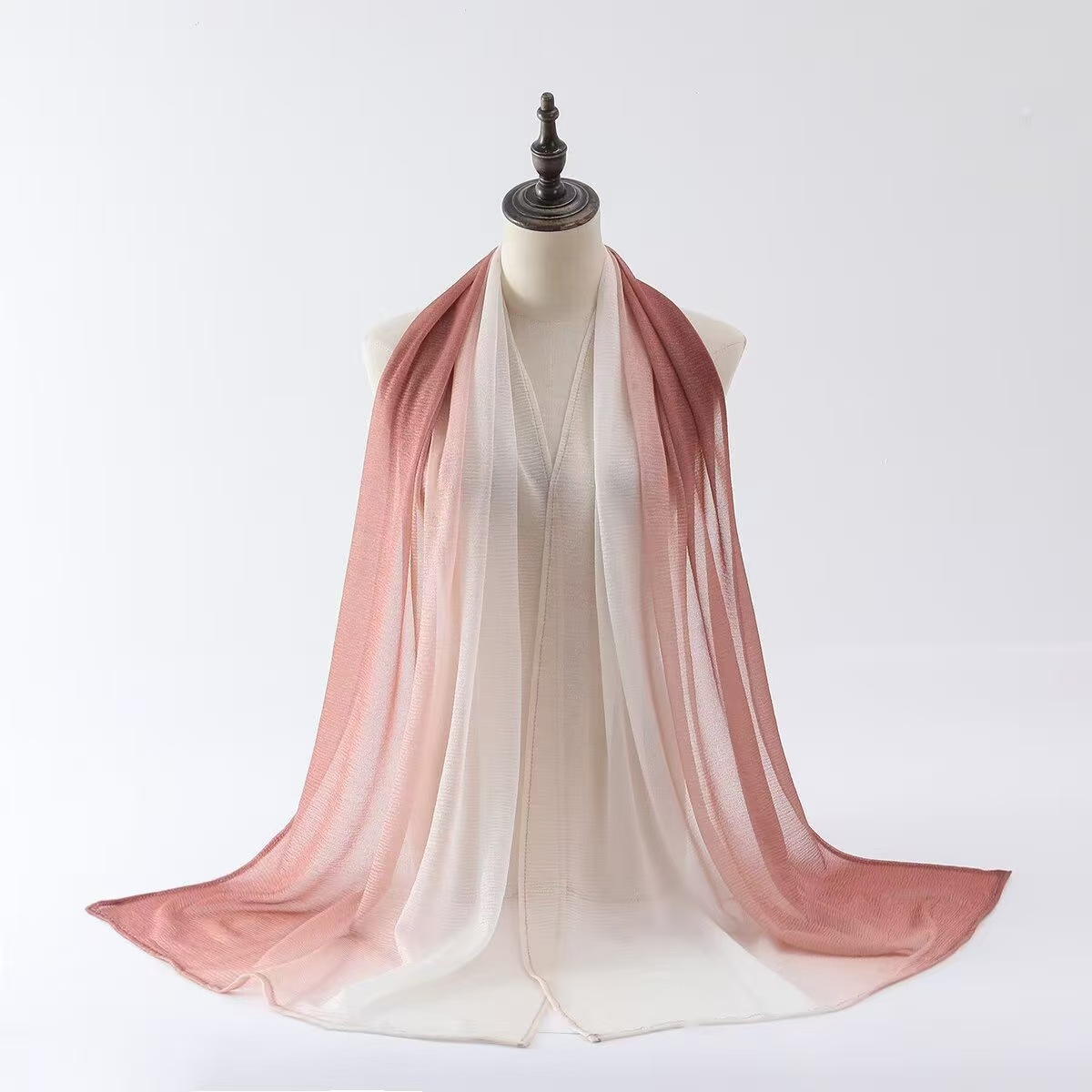 T1078 new silk scarf fine chiffon gradient color scarf thin sunscreen shawl Middle Eastern headscarf