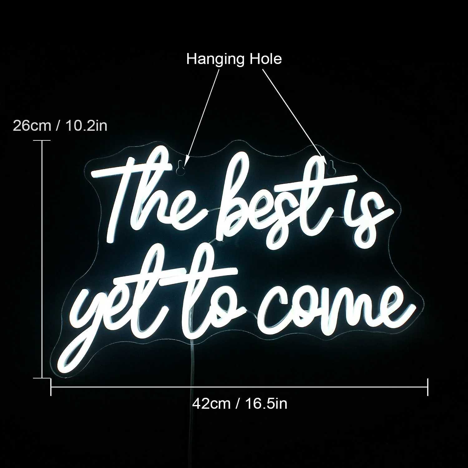 The Best Is Yet To Come Neon Sign Wall Decor White art Letter Led Neon USB Powered Bar Wedding Kids Room Neon Birthday Party XJ250626