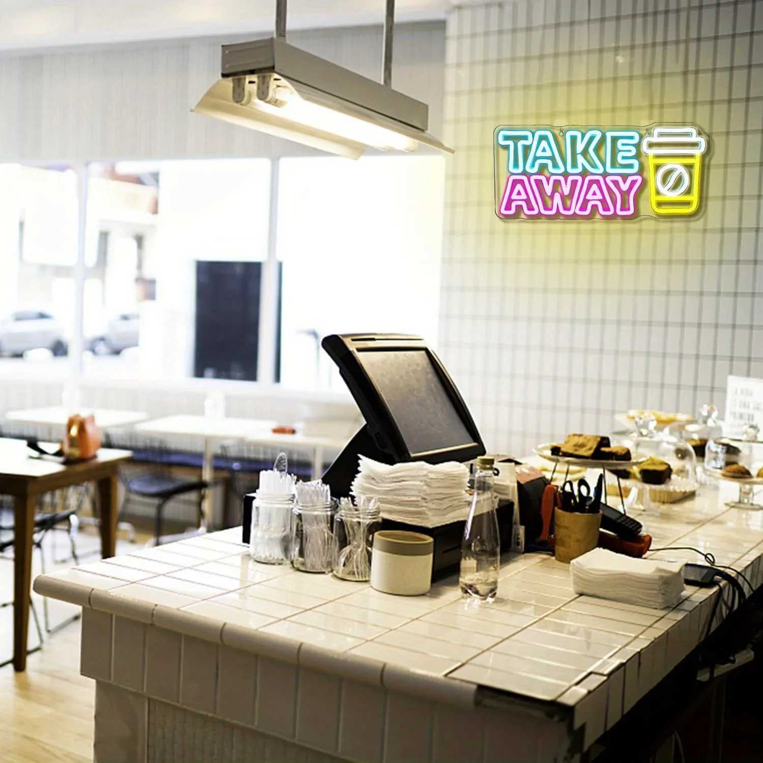 Take Away Neon Sign for Wall Decor USB Powered Wall Hanging LED Neon Sign for Shop Store Coffee Shop Restaurant Wall Decor Gifts XJ250626