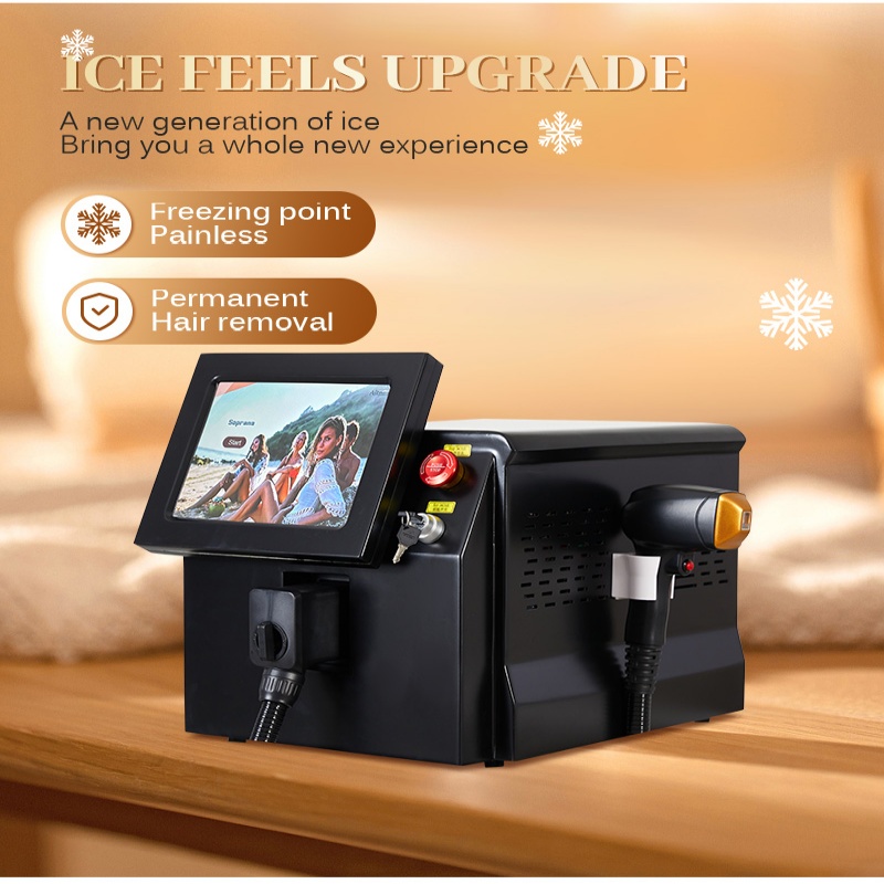 Diode Laser 808nm Hair Removal Machine Alexandrit Permanent Removal 3 wavelengths cooling Head Painless Laser Epilator