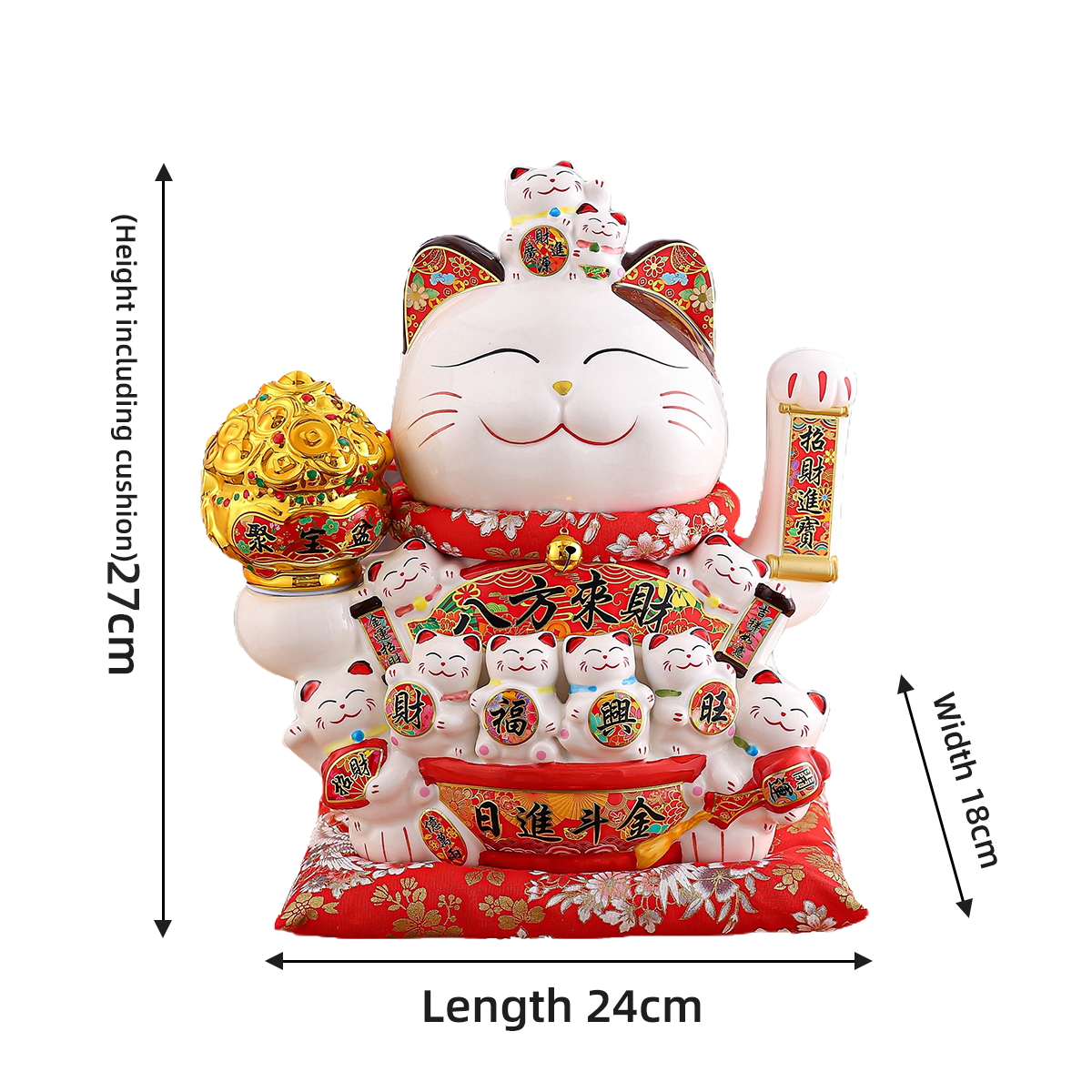 Waving Fortune Cat Decoration Ideal Gift for Business Openings & Home Accents Traditional Tea House Welcome Mascot: Motion-Controlled Wealth Bringing 