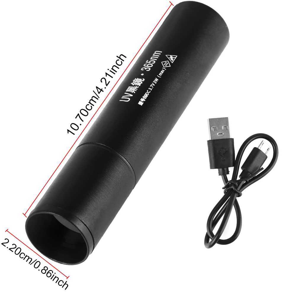 Ultraviolet Torch Black Light 3W USB Rechargeablec 365nm Cat tinea Money Ore Scorpion Detection Urine SV57 Pets UV Flashlight W250701