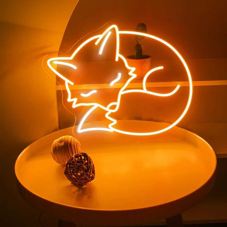 Sleeping Fox Neon Sign Cozy Animal Neon Aesthetic Woodland Decor Soft Glow Wall Art Gift for Nature Lovers XJ250626